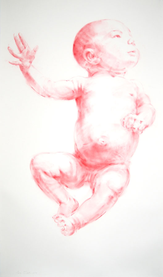 James Drake:  Big Baby, 2010. Pastel on paper, 90 x 52 in. Arthur  Roger Gallery.