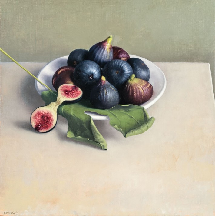 Still Life with Dark Figs, 2014. Oil on canvas. 12 x 12 inches.