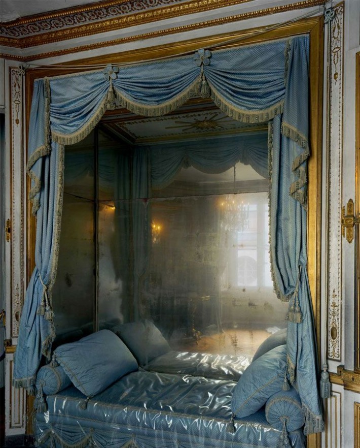 Princess and the pea (and the tacky plastic furniture cover). Marie Antoinette’s la Meridienne bed, photographed in 2007, Arthur Roger Gallery.