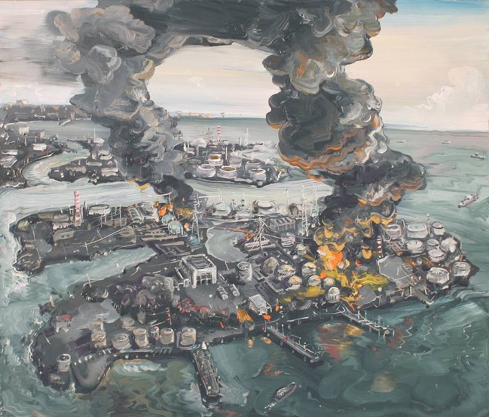Visual response: 'Black Smoke' (2012), one of Amer Kobaslija paintings of tsunami-ravaged Tohoku. | GEORGE ADAMS GALLERY, NEW YORK