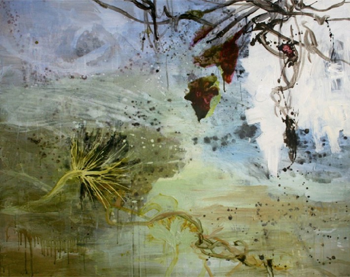 ALLISON STEWART, Over the River #7, 2014, Mixed media on canvas, 48 x 60 inches