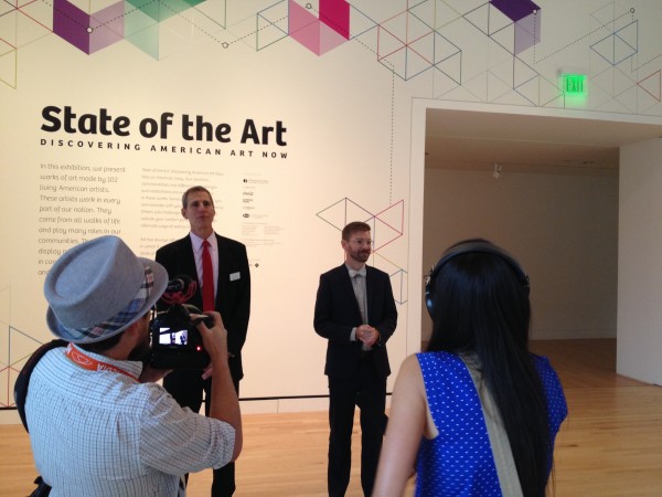Exhibition curators Don Bacigalupi (l) Chad Alligood (r) introduce the show during a press event yesterday.