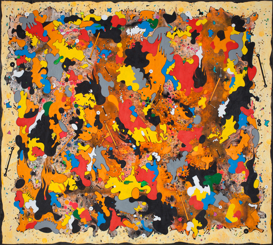 FALLING SKY: FIRE, 2014. Acrylic on canvas. 108 x 120 inches.