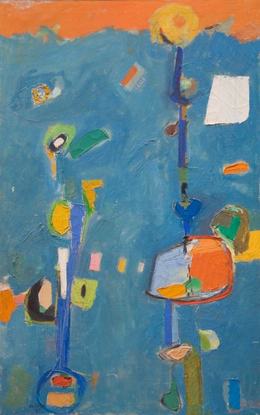 Flowers, 1957. Mixed media on canvas, 48 x 30 inches.