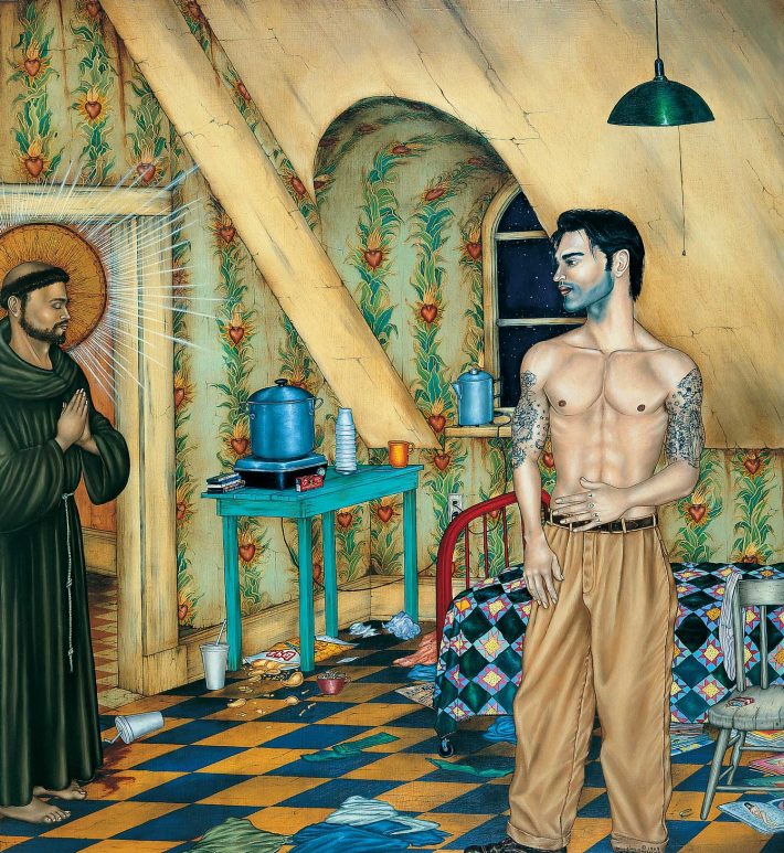 Douglas Bourgeois: <i>St Anthony Appears to Tony</i>, 1989. Oil on panel.