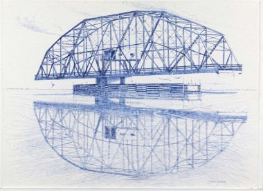 Simon Gunning, Study for Blue Rigolets, 2005. Pen and ink on paper; 34 x 46 1/2 inches, 41 1/4 x 53 3/4 in (framed).
