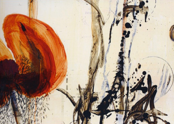 Allison Stewart | Field Notes Fall (detail), 2013 | 80 x 24 | Mixed media on panel