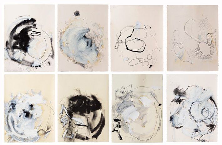 Eight drawings entitled How to Draw a Circle from the exhibit of the same name by Joseph Havel at Hiram Butler Gallery [Courtesy of Hiram Butler Gallery]