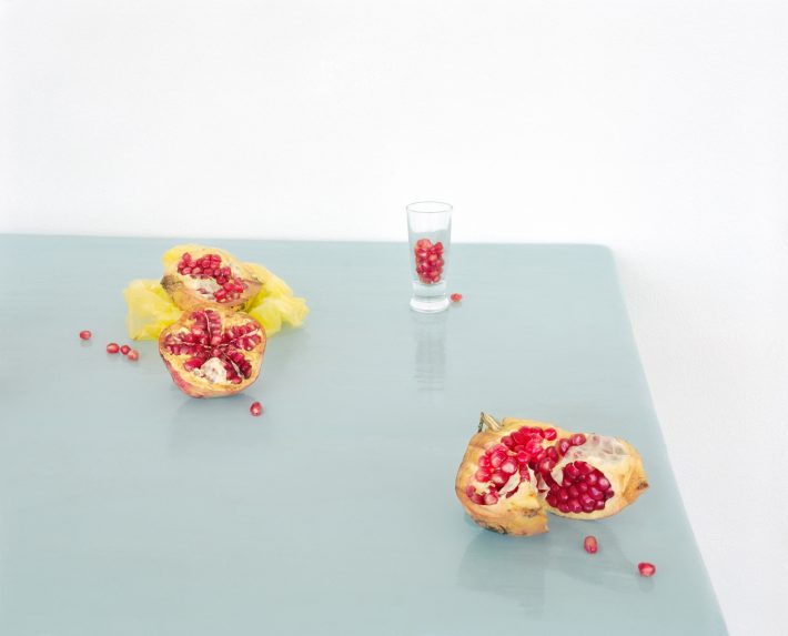 David Halliday | Pomegranates on Blue, 2013 | Archival pigment print | 22 x 27 inches