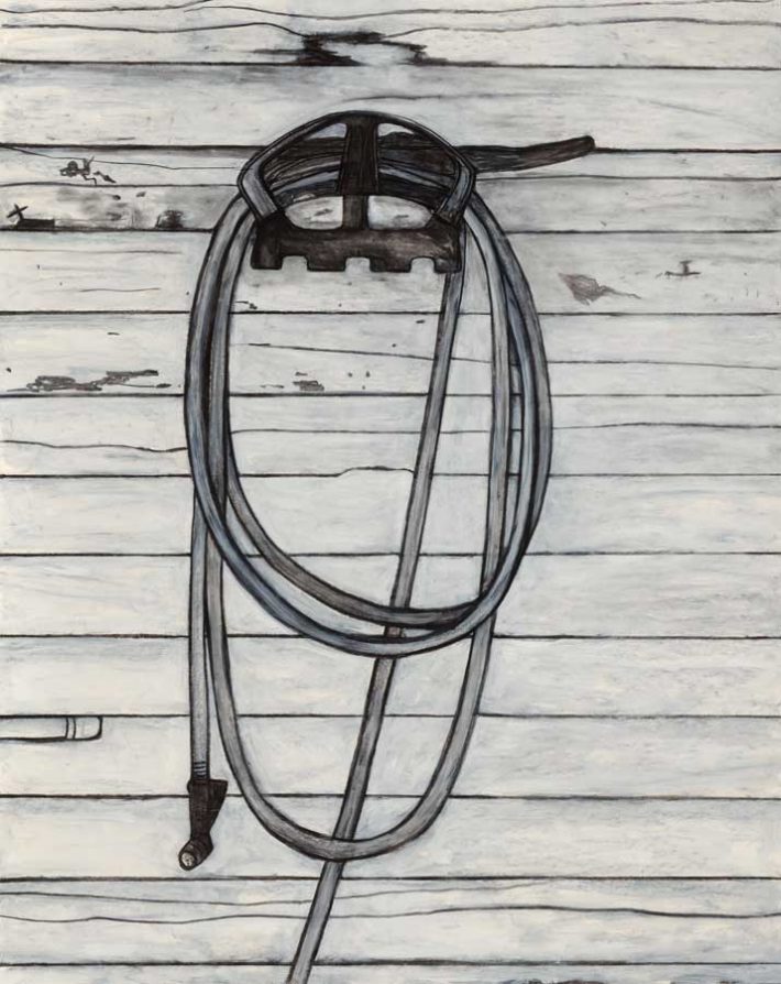 Willie Birch, Large Hose on Wall, 2013 | Charcoal and acrylic on paper | 60 x 48 inches