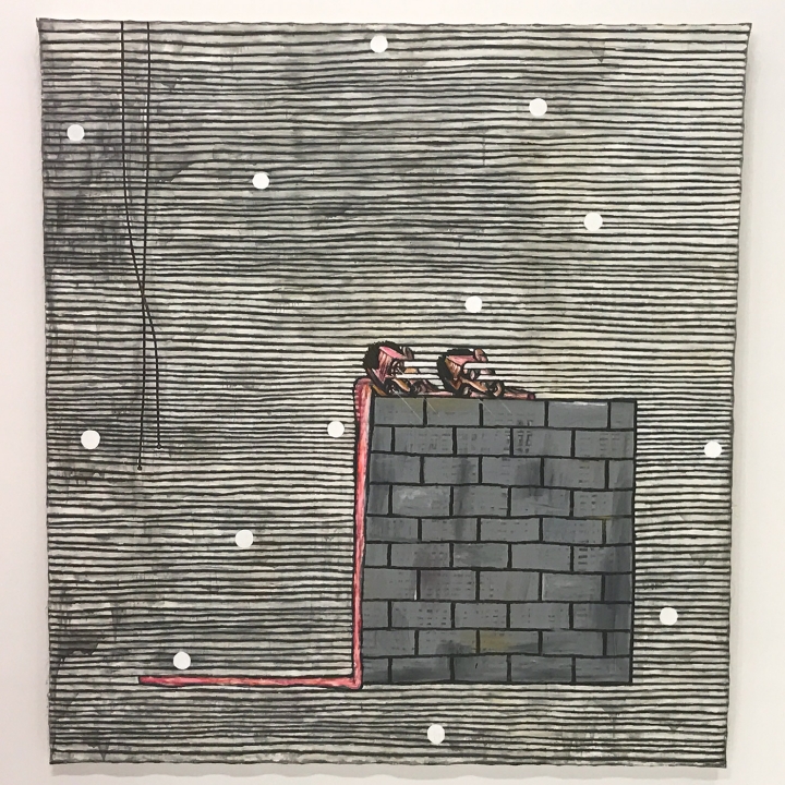 Luis Cruz Azaceta, “Wall 4” (1999), acrylic on canvas, 120 x 112 in