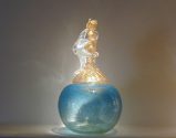 Putto Dancing with Starfish on Sea Blue Vase