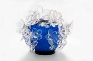 Silvered Cobalt Venetian with Ice Flowers